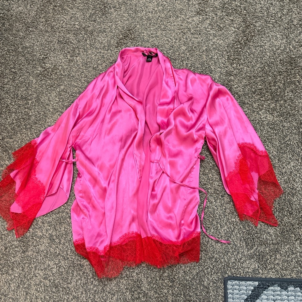 Victoria Secret Lace trim silk kimono